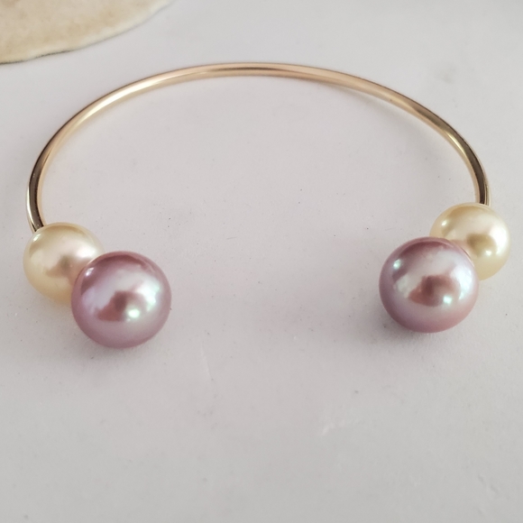Edison and golden south sea pearl cuff bracelet